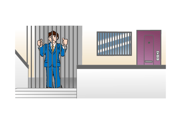 屋上へ続く階段を塞ぐ