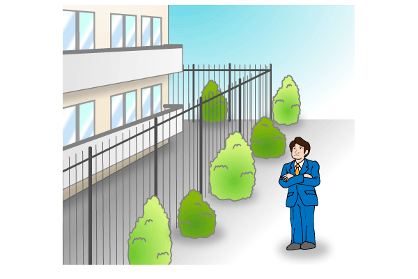 見通しの良い植栽・塀